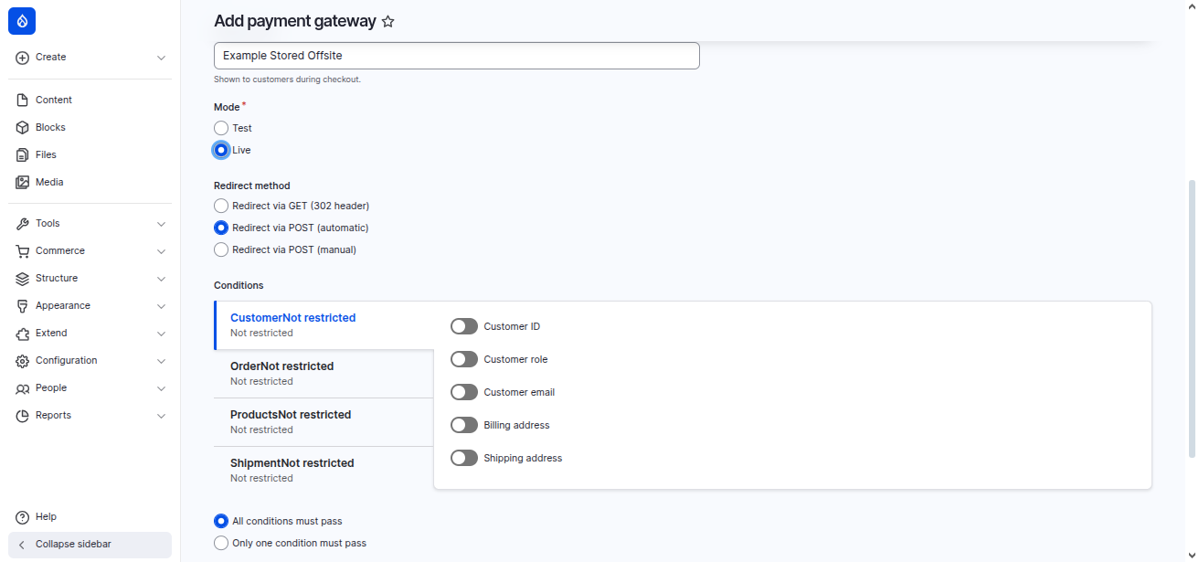Payment settings.